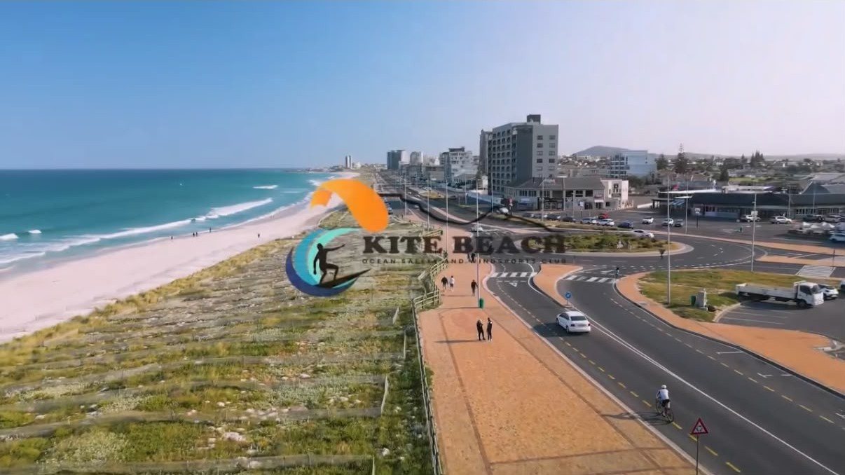 Aerial view of the beach, dunes and promenade